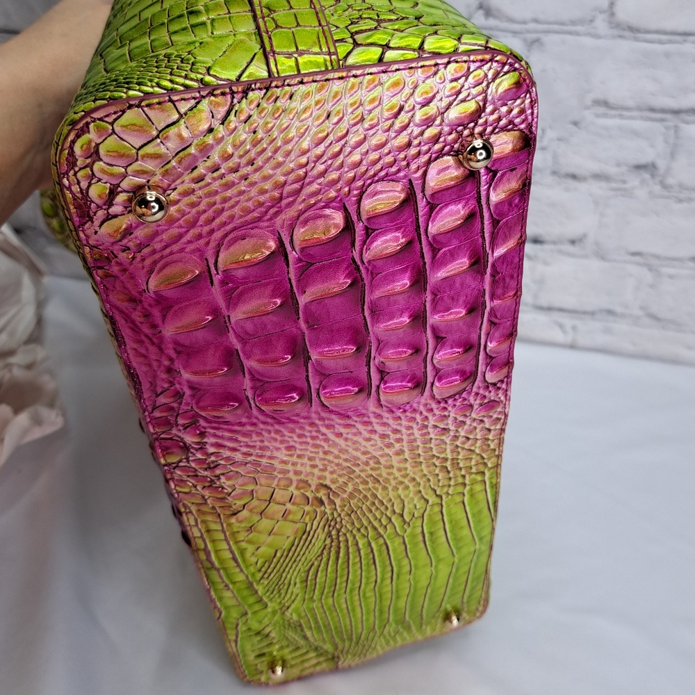 BRAHMIN 'DUXBURY' CROC-EMBOSSED LEATHER SATCHEL/CROSSBODY/TOTE BAG ELCT. OMBRE - Picture 6 of 16